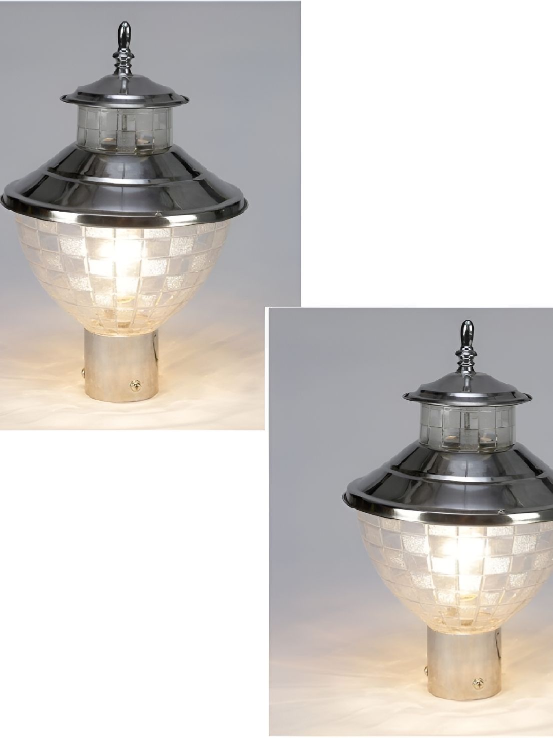 DENICRAAS Set Of 2 Grey & Cream-Colored Textured Outdoor Lamp-picture-50
