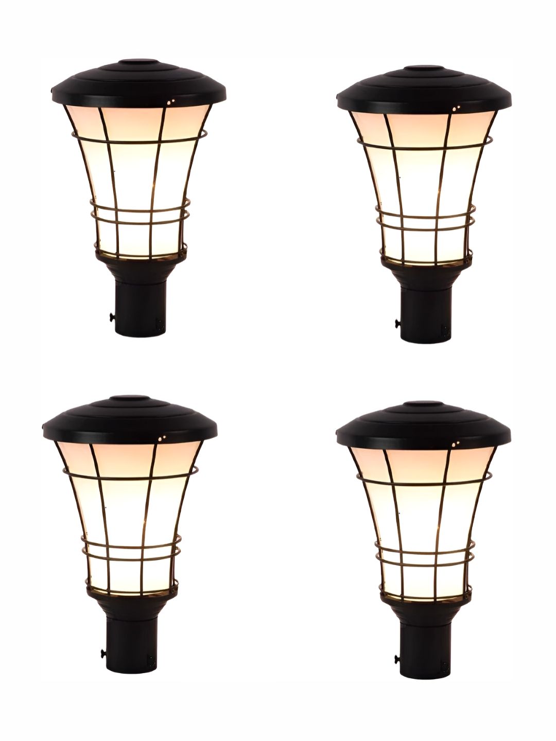DENICRAAS  Black 4 Pieces Cylinder Metal Outdoor Lamps-picture-41