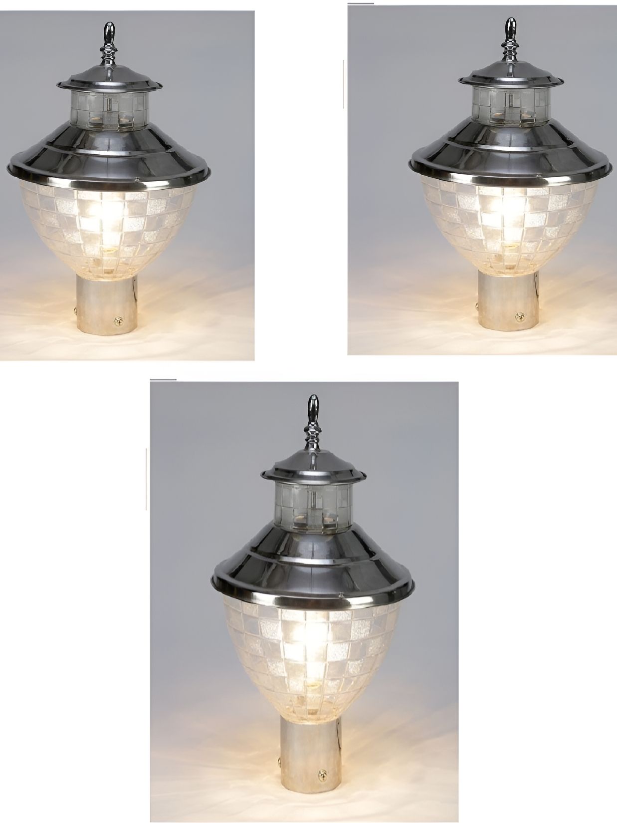DENICRAAS Set Of 3 Grey & Cream-Colored Textured Outdoor Lamp-picture-24