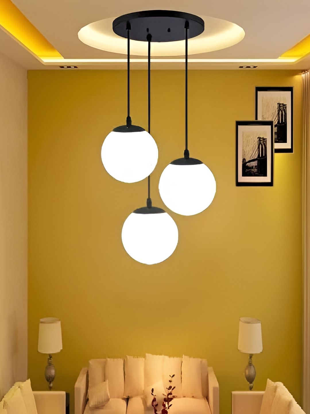 DENICRAAS White & Black Contemporary Spherical Ceiling Lamp-picture-47