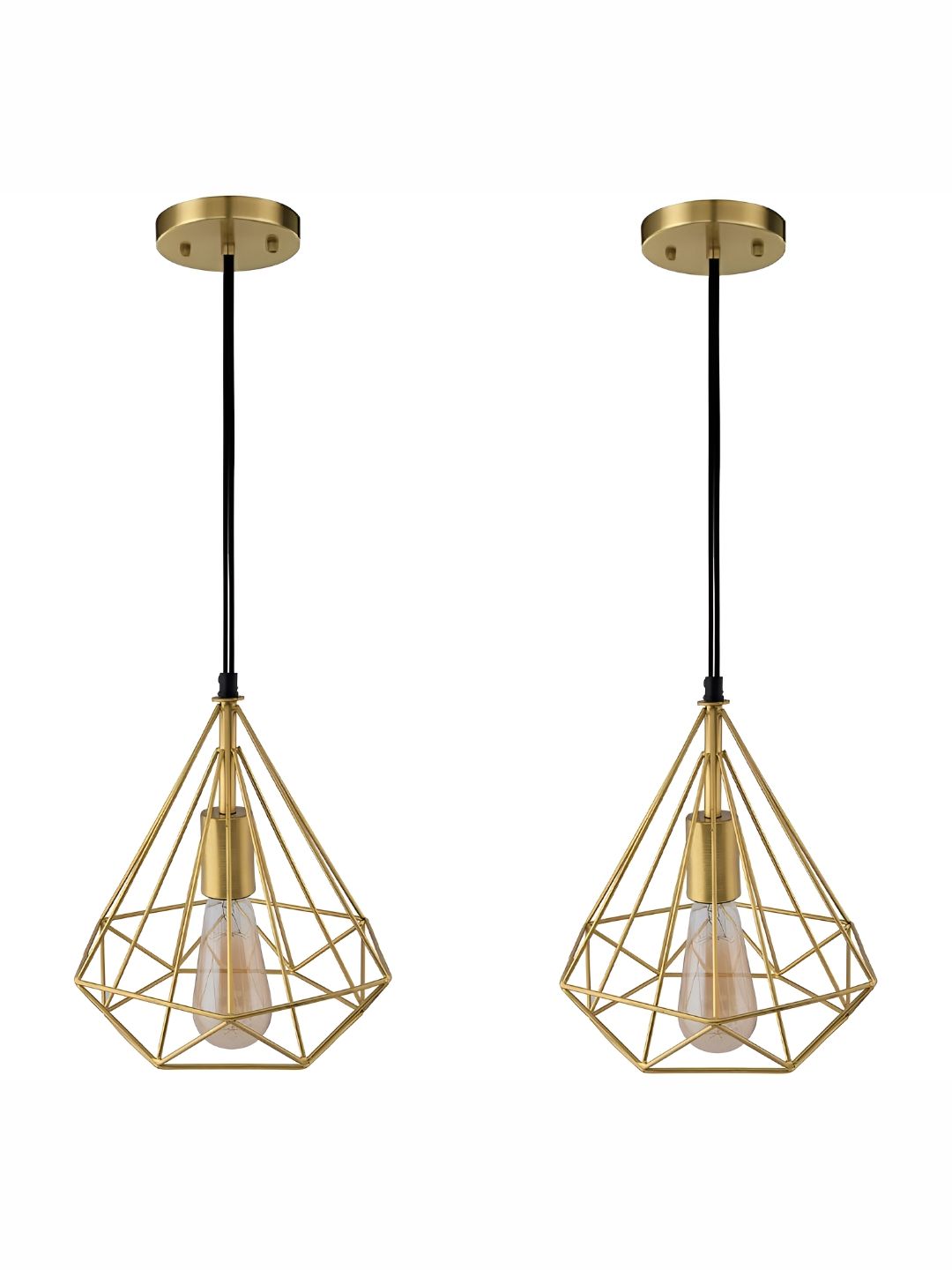DENICRAAS Gold 2 Pieces Frustum Contemporary Hanging Diamond Ceiling Lamps-picture-33