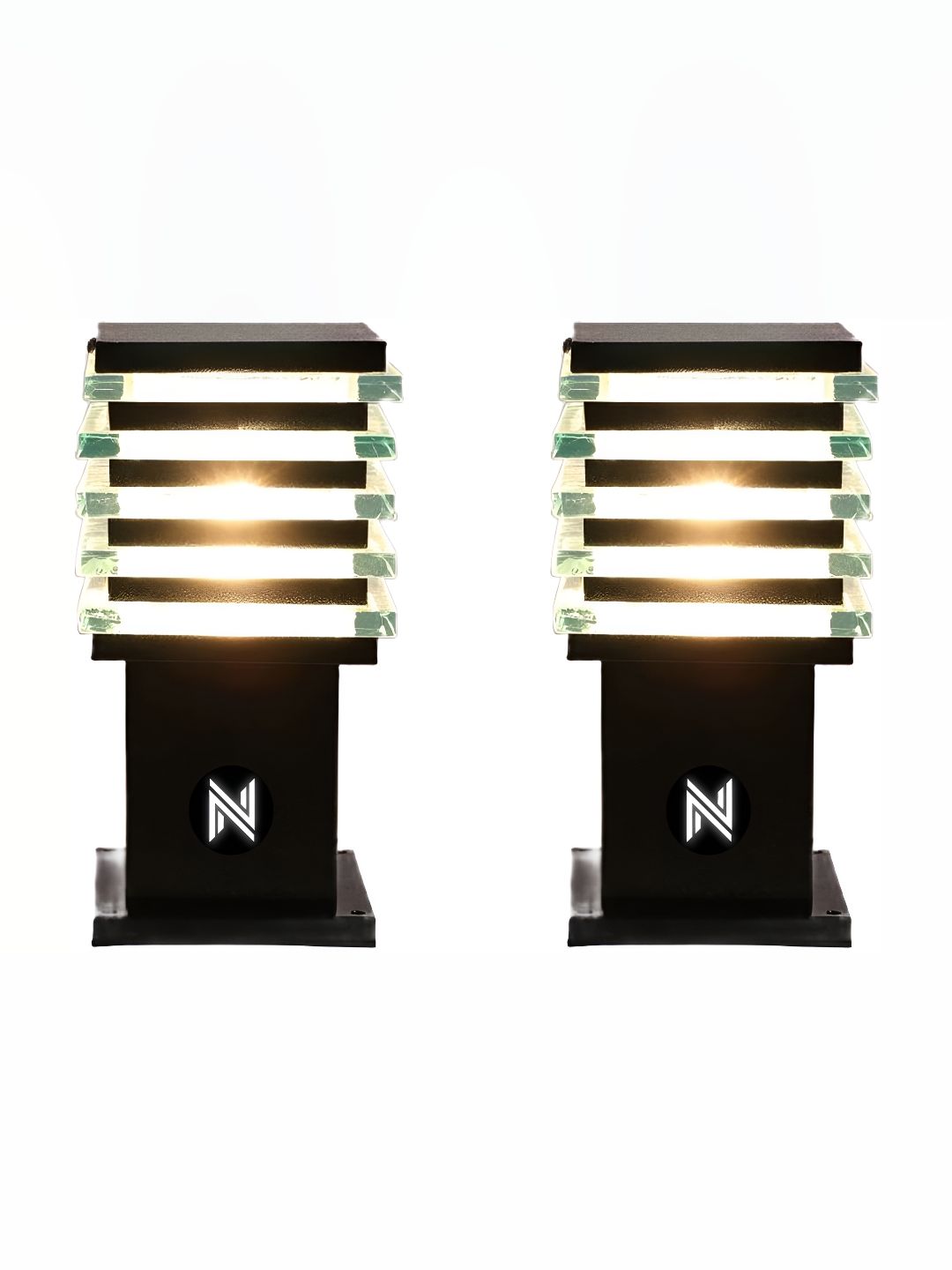 DENICRAAS Black 2 Pieces Textured Square Outdoor Lamps-picture-10