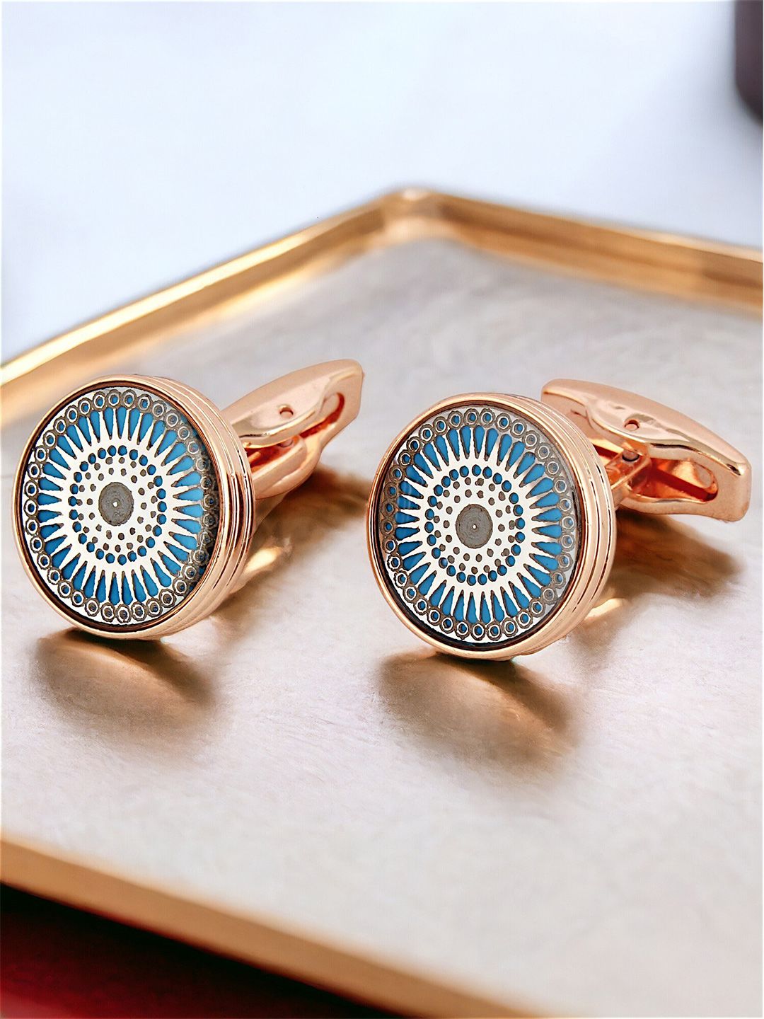 LUCKY JEWELLERY Copper Plated Formal Cufflink-picture-55