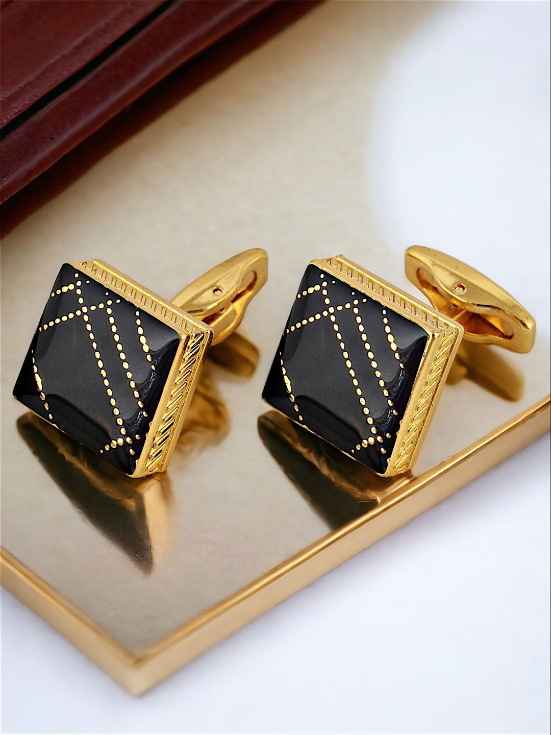 LUCKY JEWELLERY Dot Stripes Formal Cufflink-picture-23
