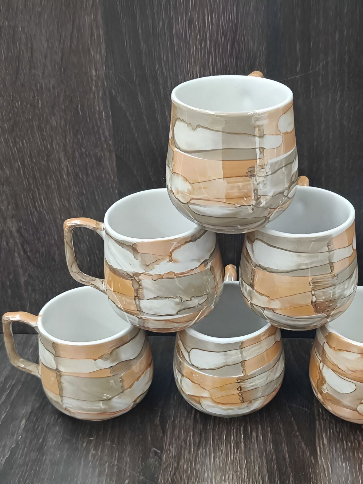 Love Unlimited Beige 6 Pieces Ceramic Cups 140 ml-picture-14