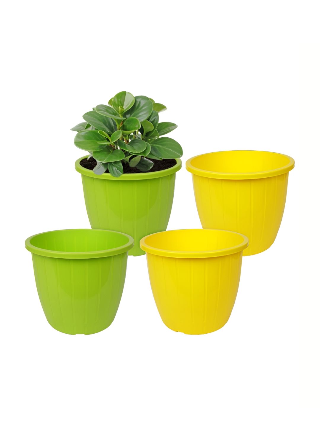 Kuber Industries Yellow & Green 4 Pieces Duro Flower Planters-picture-32