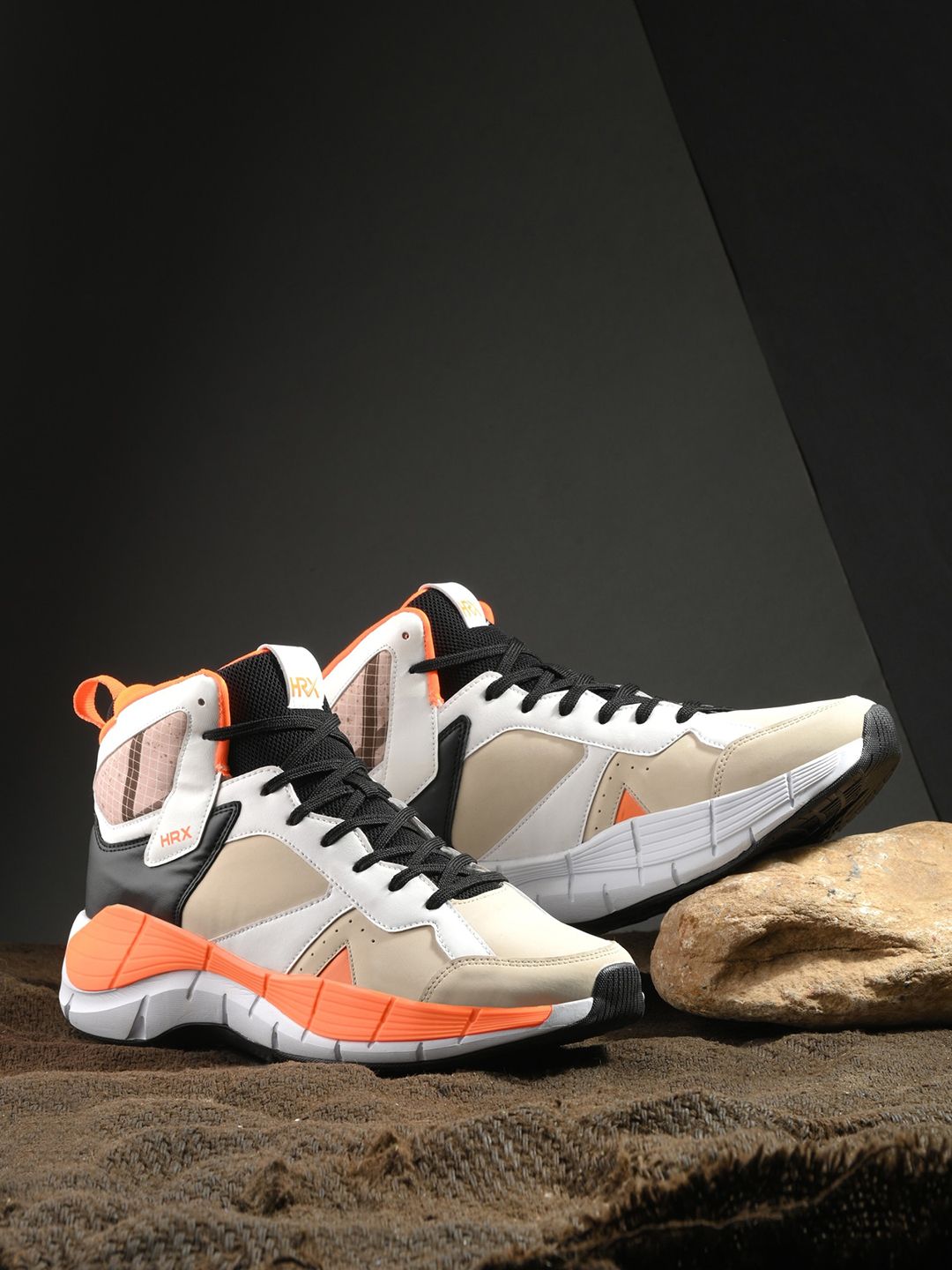 HRX by Hrithik Roshan Men White & Beige Colourblocked Sneakers-picture-11