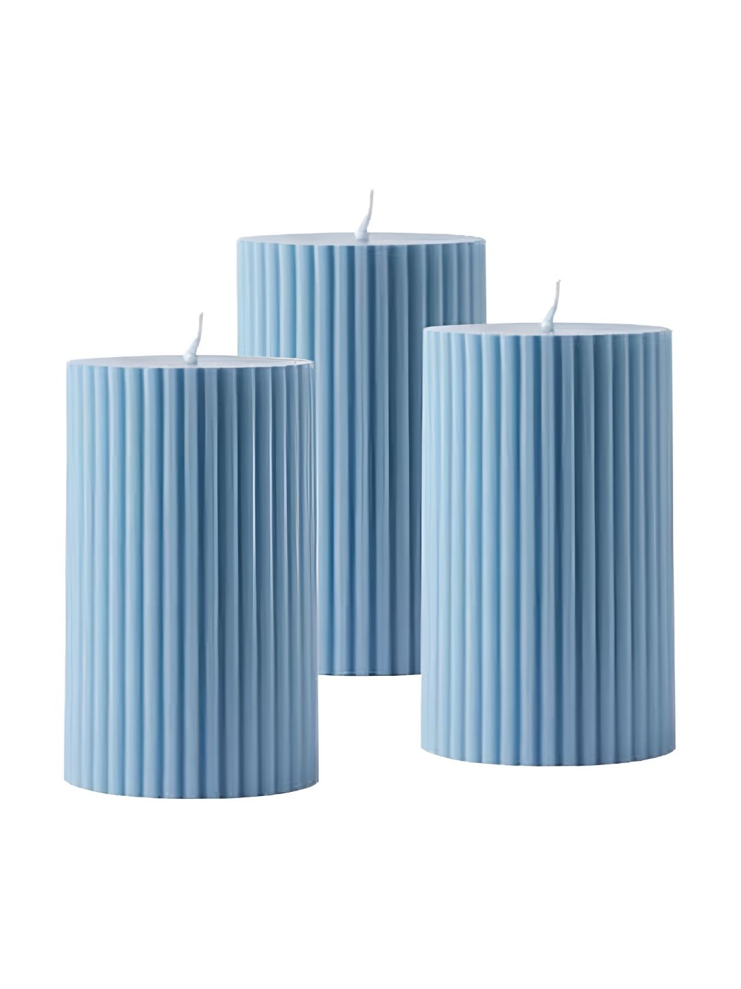 atorakushon Blue 3 Pieces Textured Cool Water Scented Pillar Candles-image-19