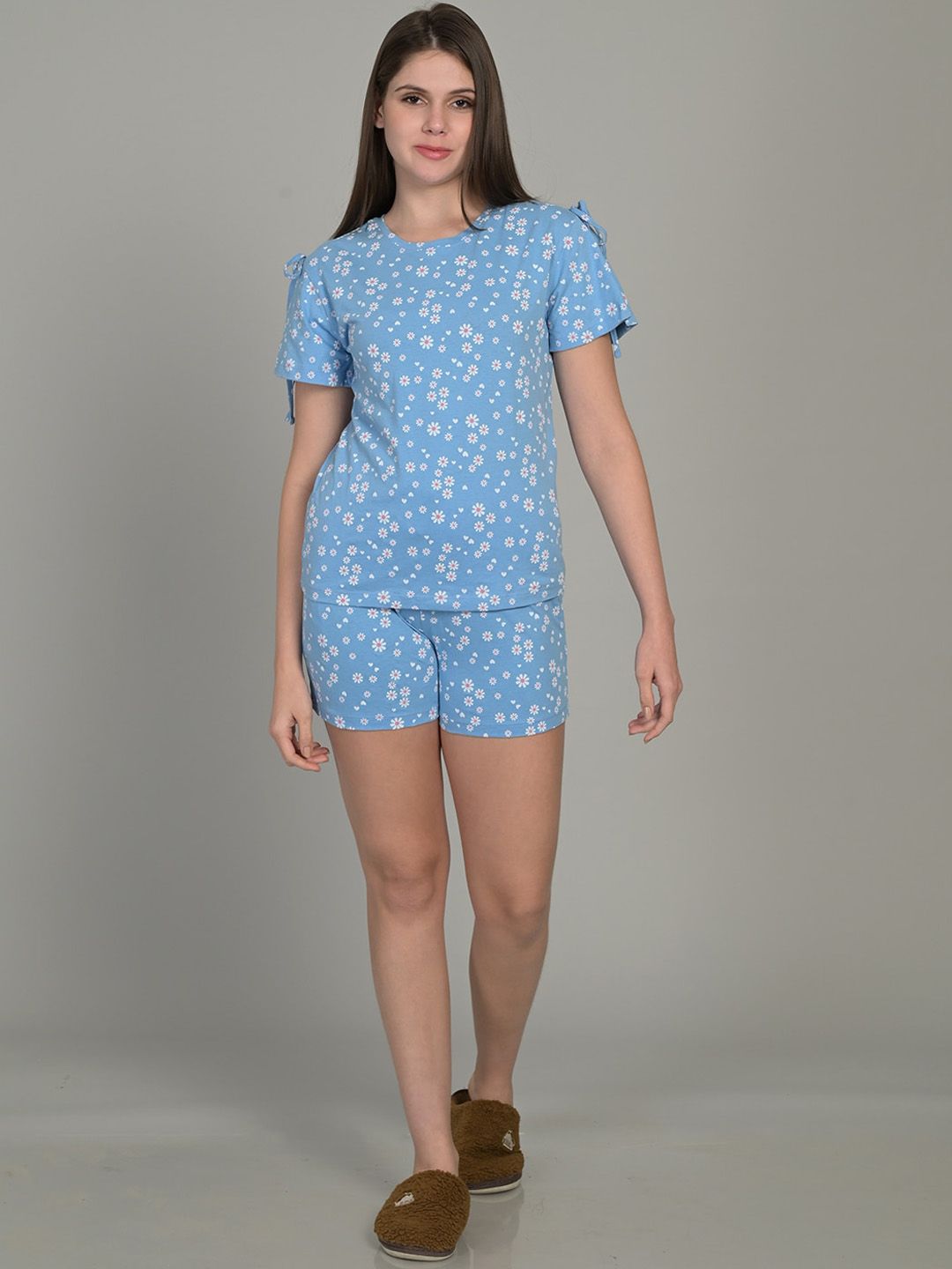 MAYSIXTY Floral Printed Pure Cotton Top With Shorts-picture-41