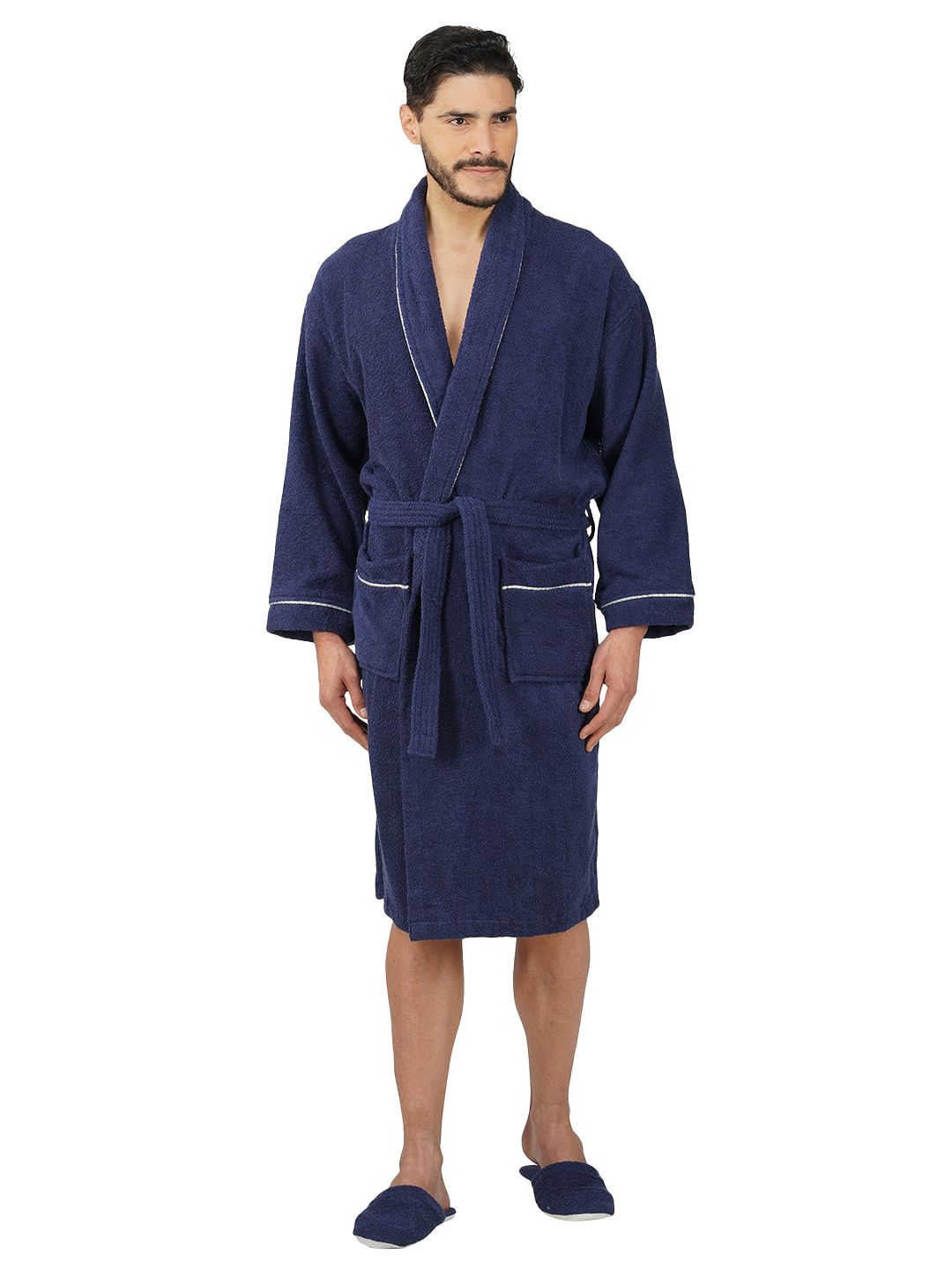 Aura Men 550 GSM Cotton Bath Robe With Matching Slippers