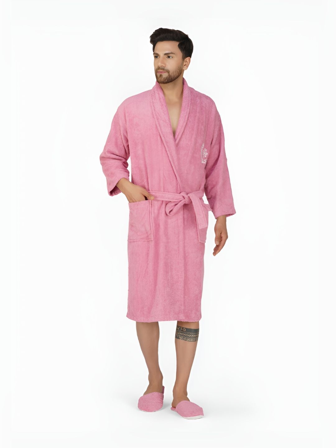 Aura 550 GSM Bath Robe With Matching Slippers-picture-43