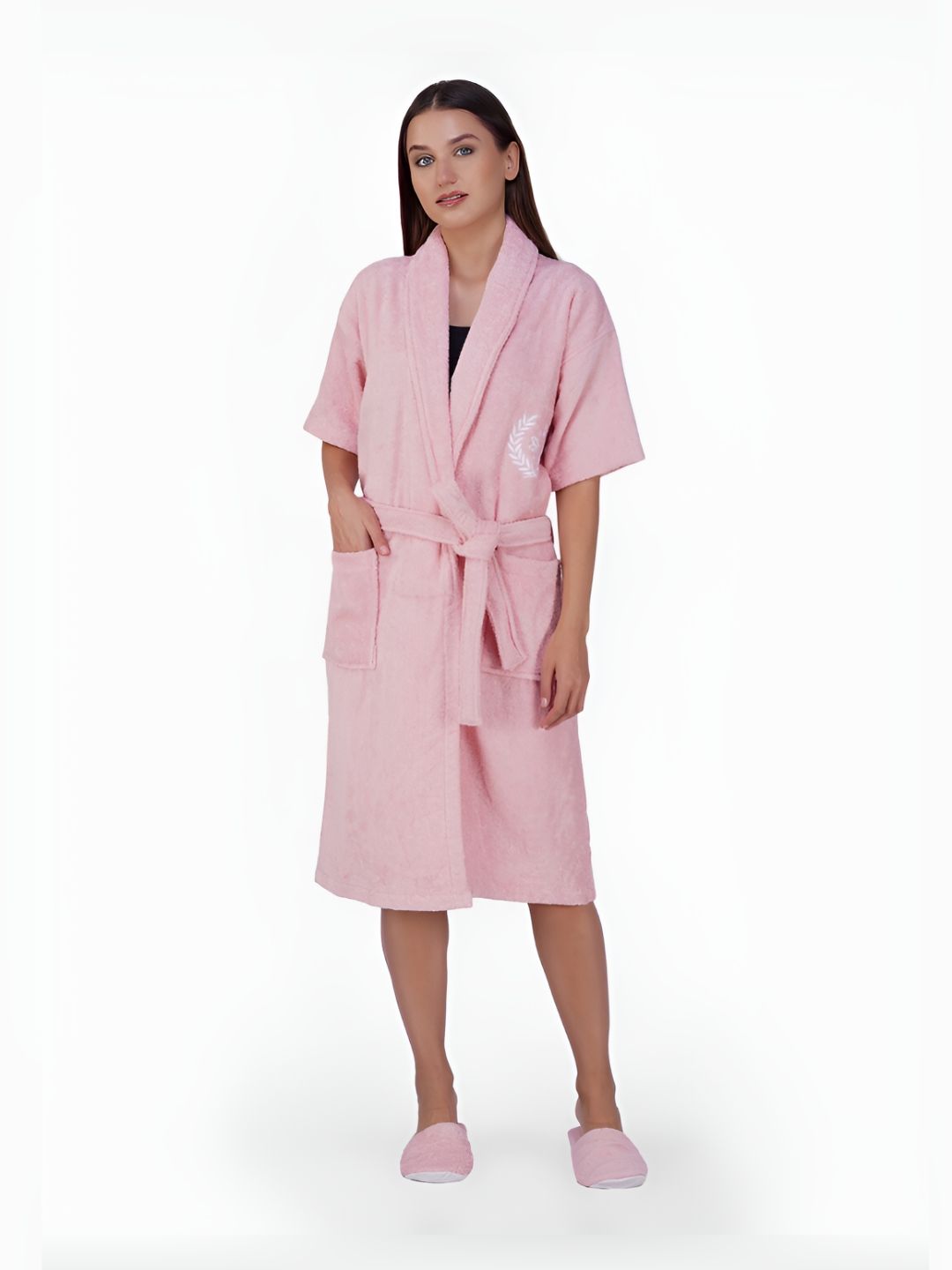 Aura Women 550 GSM Bath Robe With Matching Slippers-picture-47