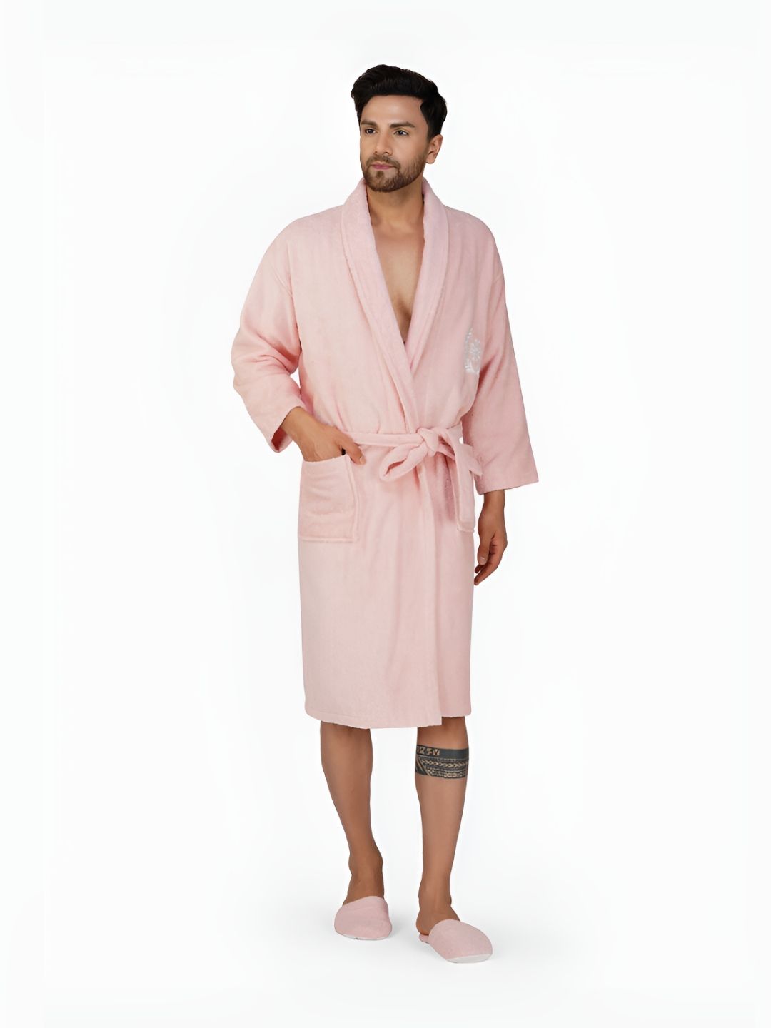 Aura Men 550 GSM Bath Robe With Matching Slippers-picture-57