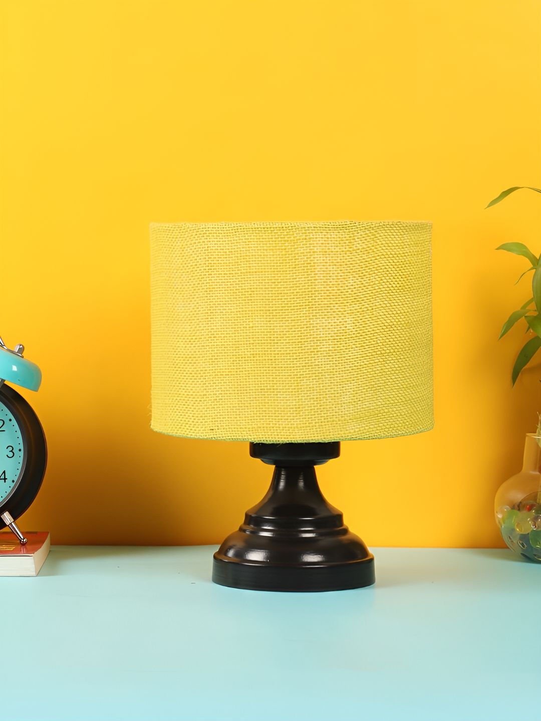 Devansh Yellow Iron Traditional Cylindrical Shaped Table Lamp-image-33
