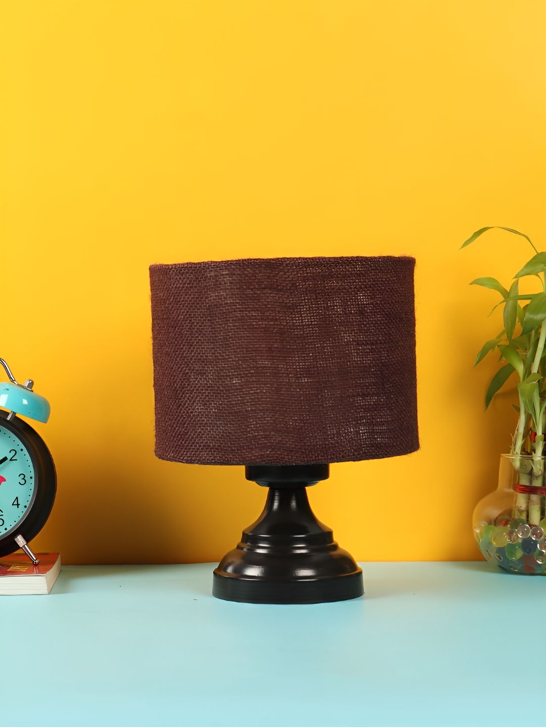 Devansh Brown Iron Traditional Cylindrical Shaped Table Lamp-image-32