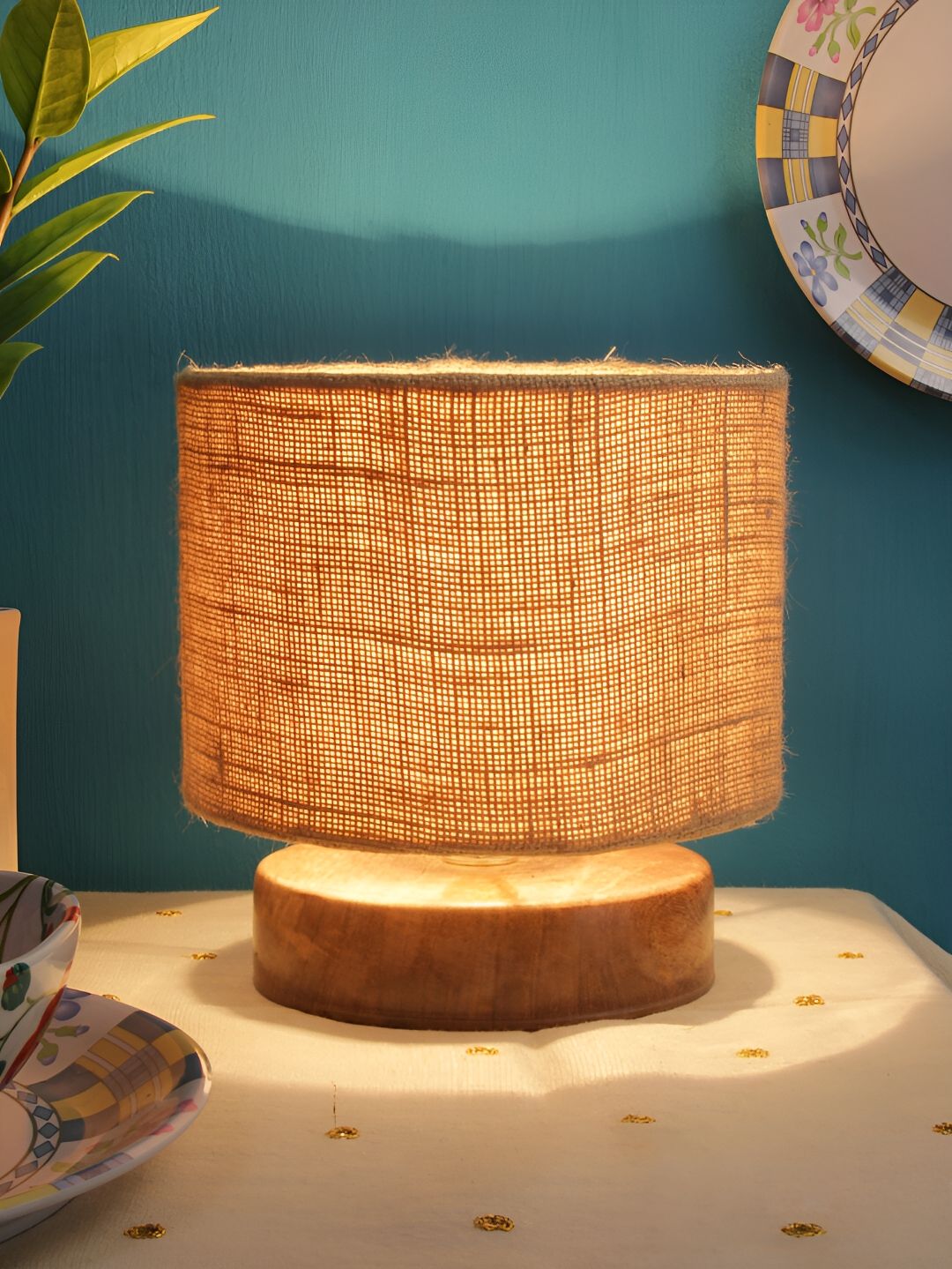 Devansh Beige Wooden Cylindrical Shaped Table Lamp-image-20