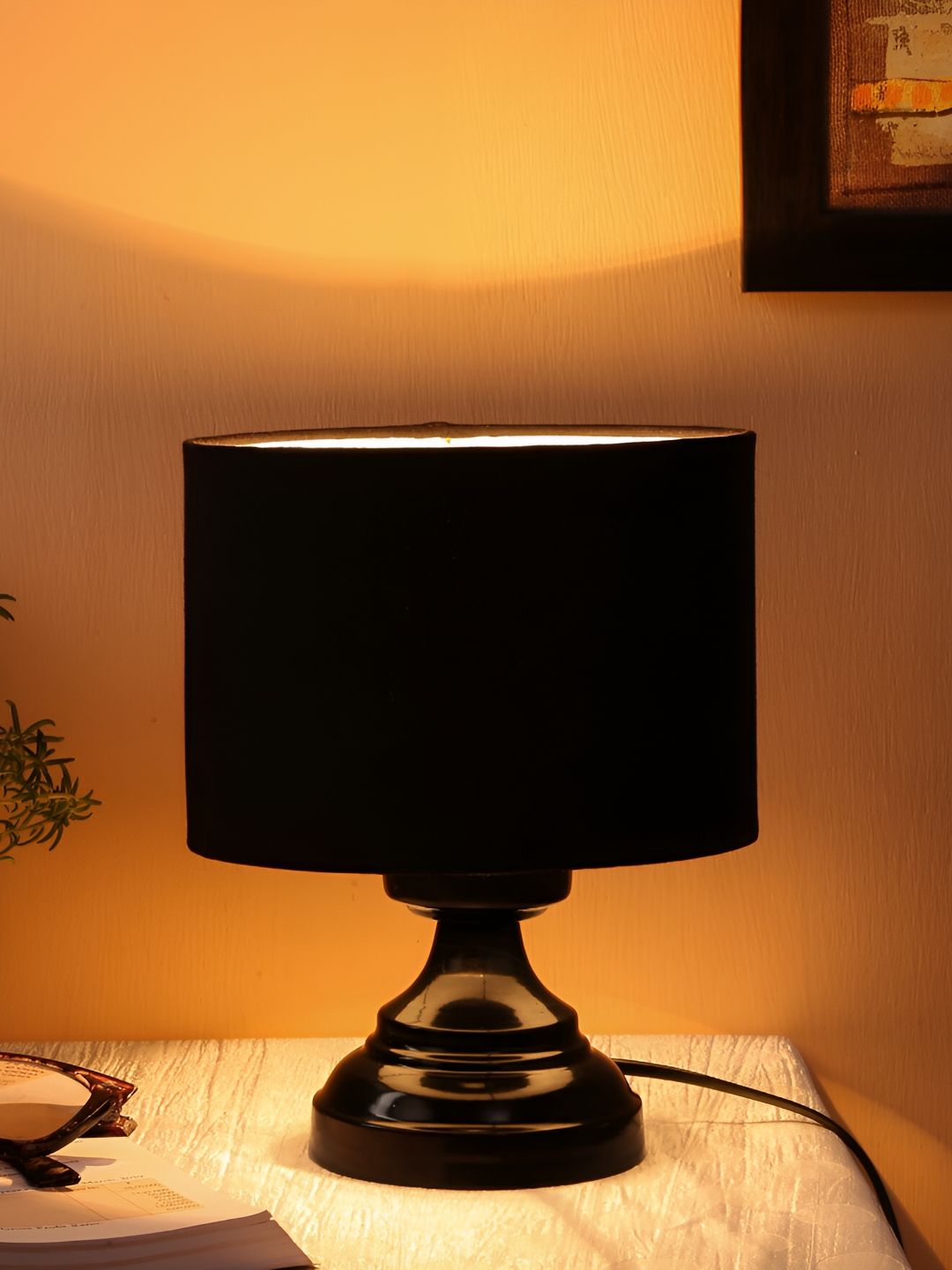 Devansh Black Iron Cylindrical Shaped Table Lamp-image-29