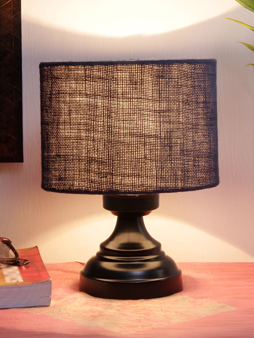Devansh Blue Iron Cylindrical Shaped Table Lamp-image-28