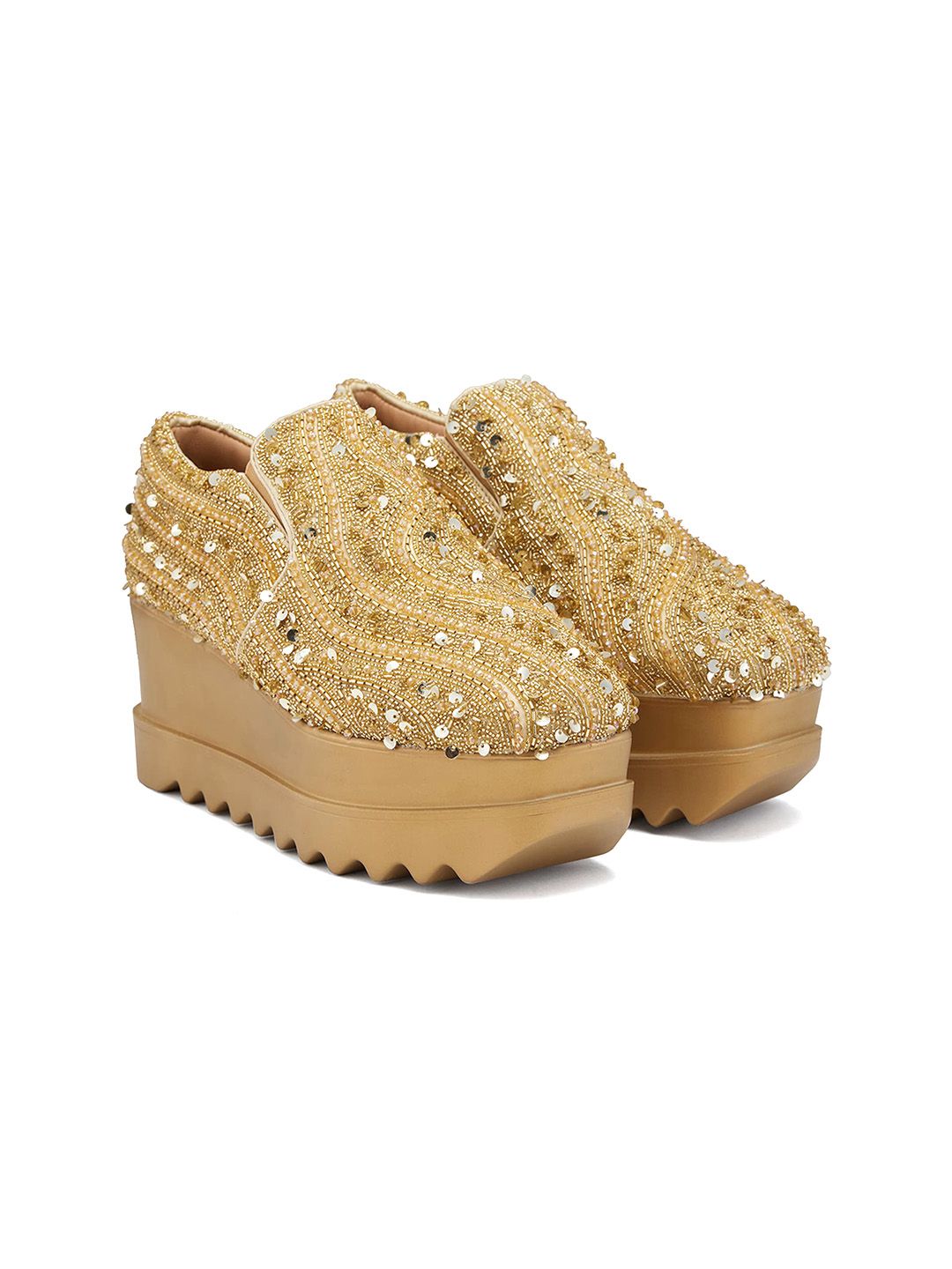 Anaar Women Miss Sizzle Embellished Lightweight Wedge Sneakers-picture-37