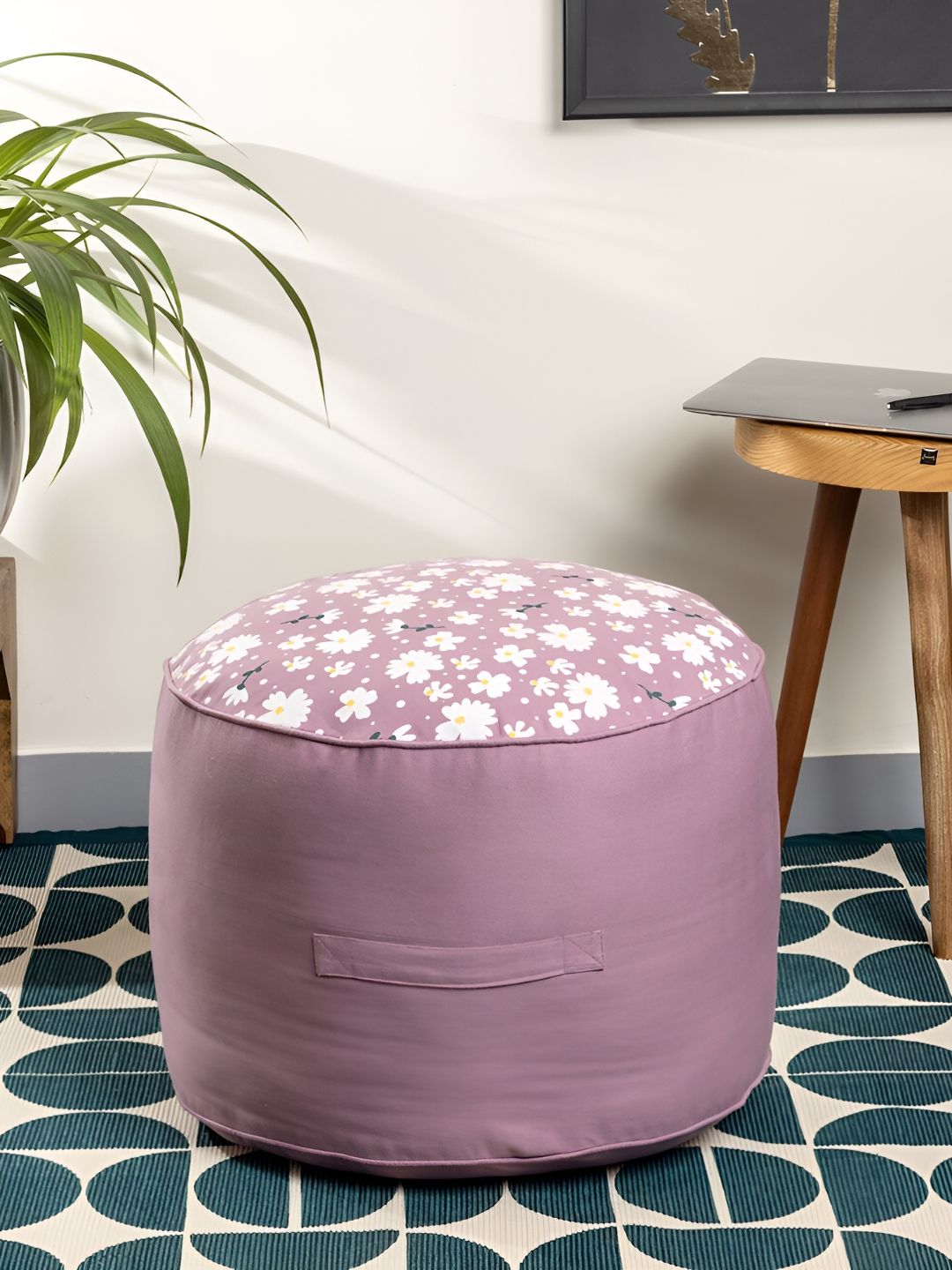 SKANDA FAB Purple & White Printed Pure Cotton Ottoman-image-47