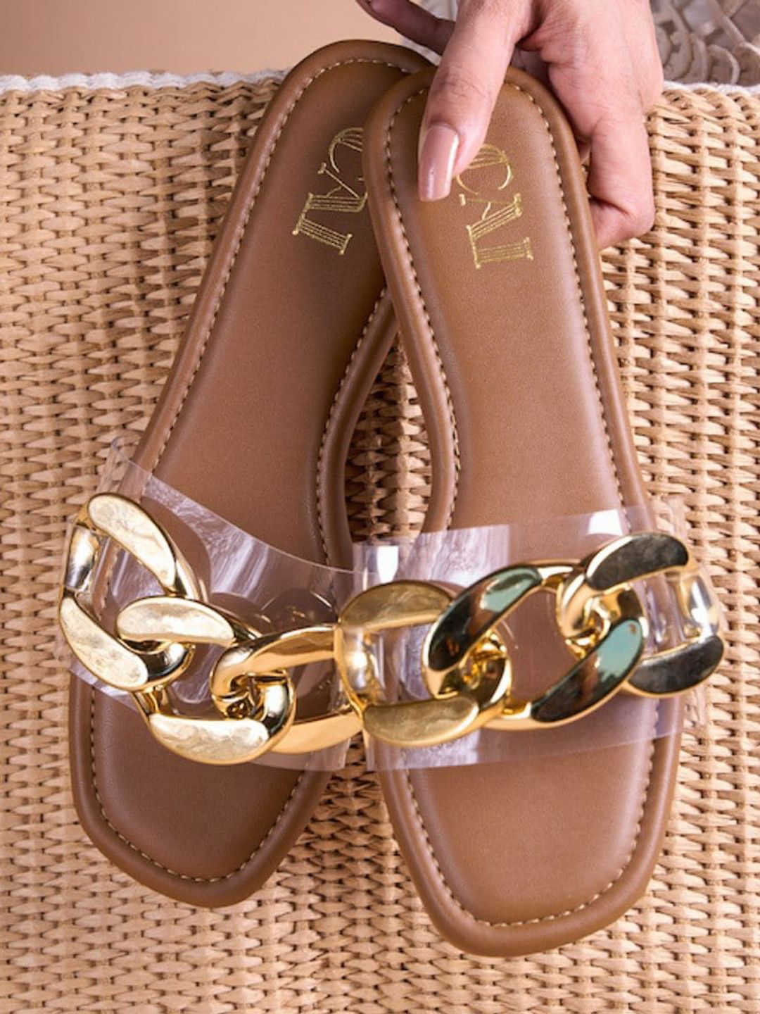 CAI Embellished Open Toe Flats-picture-12