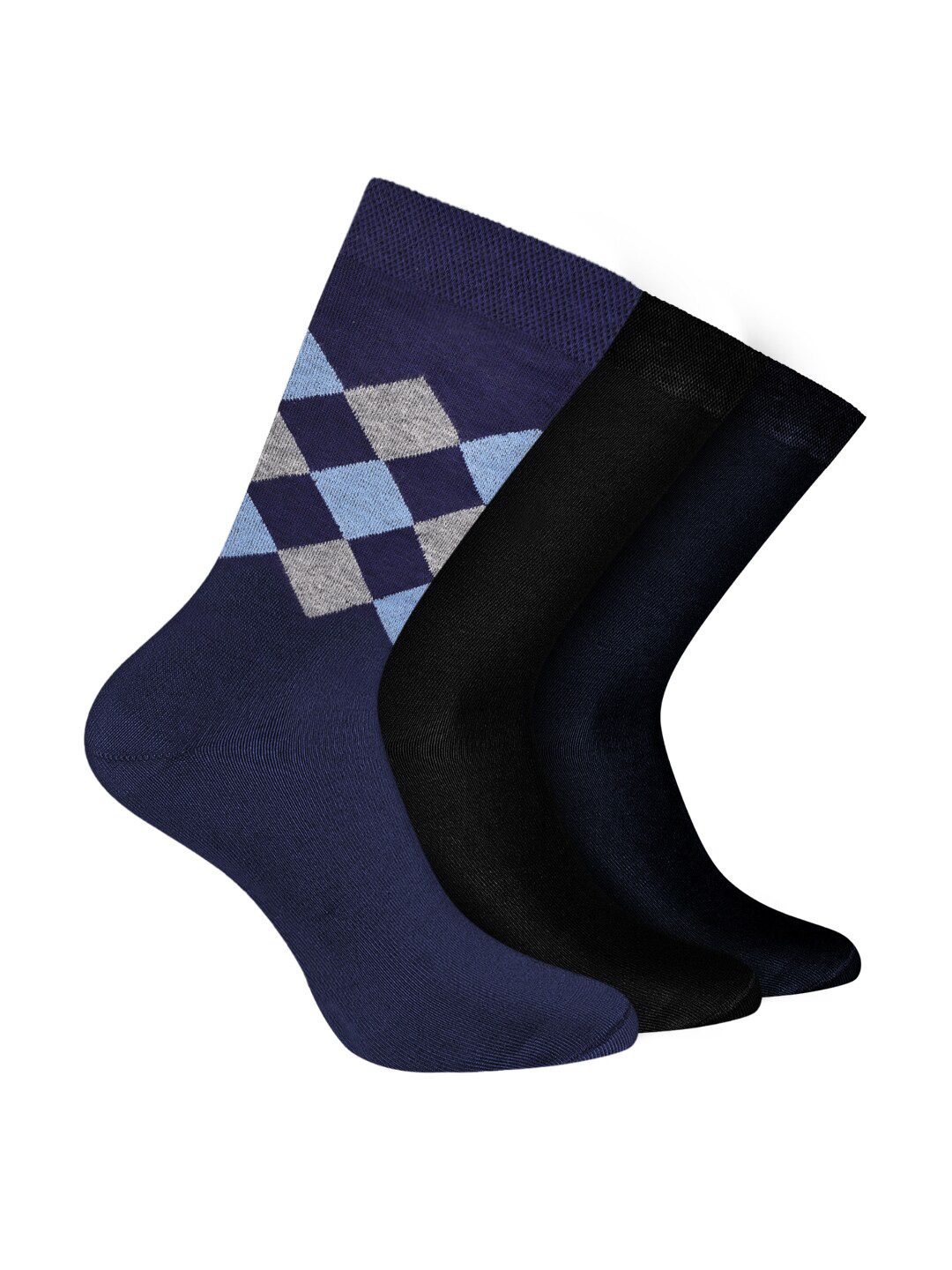 FOOTPRINTS Men Pack Of 3 Patterned Odour free Pure Cotton Bamboo Calf Length Socks-picture-39