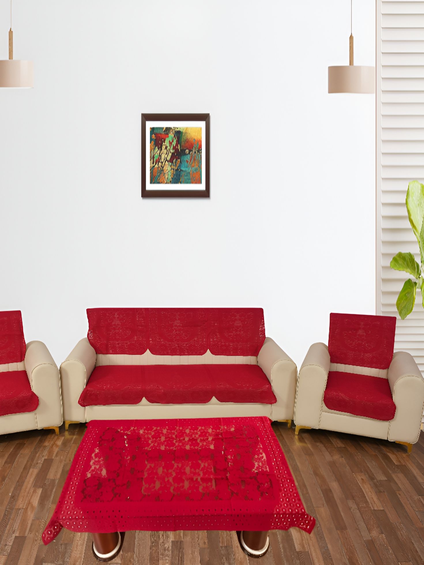 BIGGER FISH Maroon 10 Pieces 5 Seater Sofa Covers-image-31