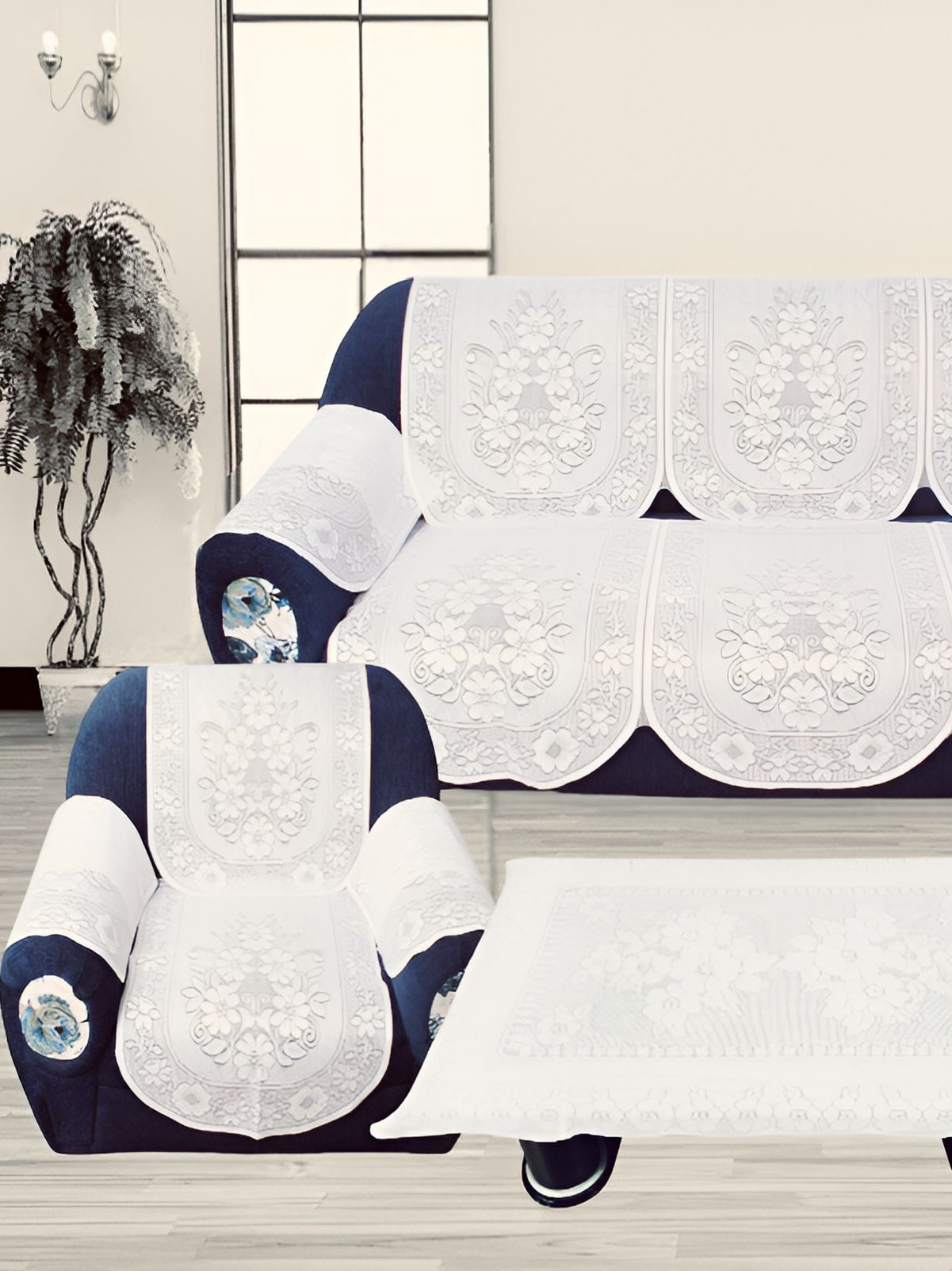 BIGGER FISH Beige 16 Pieces 5 Seater Sofa Covers-image-35