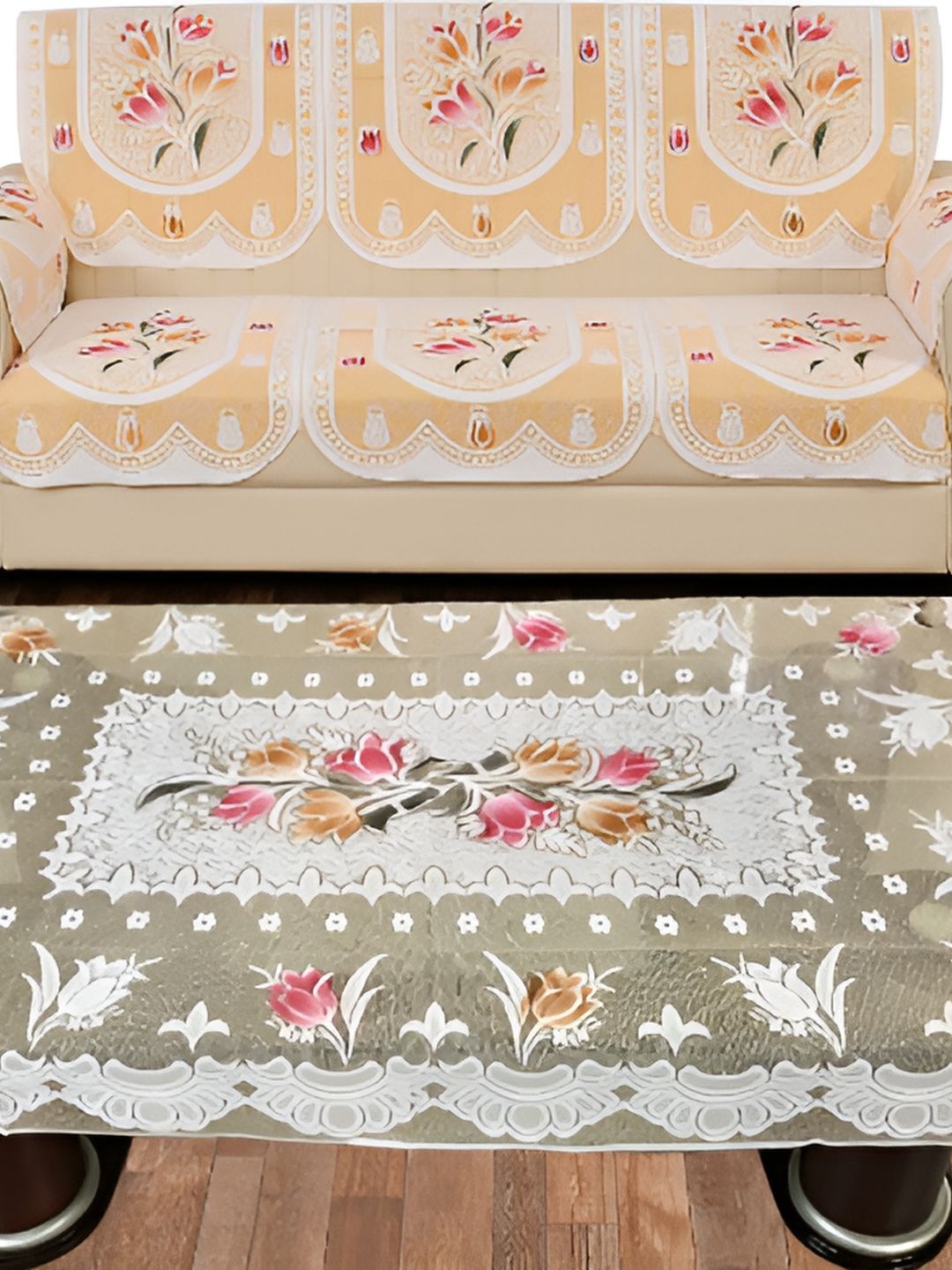 BIGGER FISH Beige 16 Pieces 5 Seater Sofa Covers-image-21