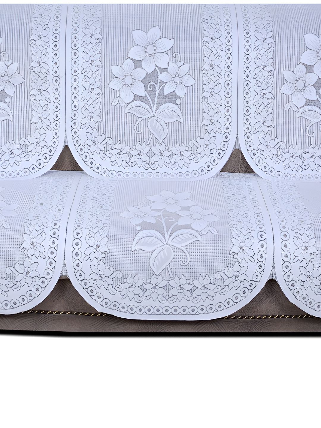 BIGGER FISH White Embroidered 5 Seater Sofa Cover