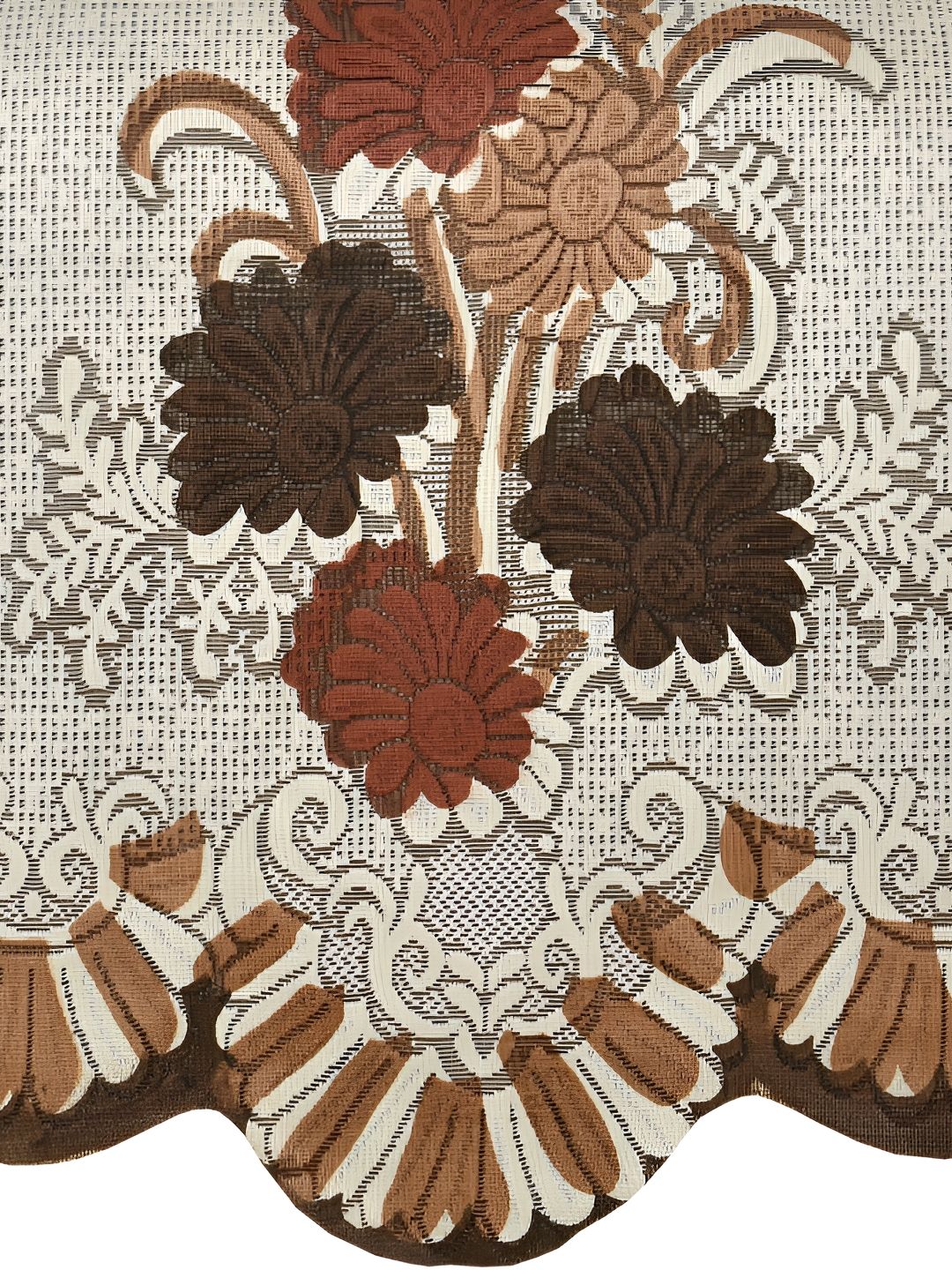BIGGER FISH Brown & Cream Embroidered 5 Seater Sofa Cover-image-39