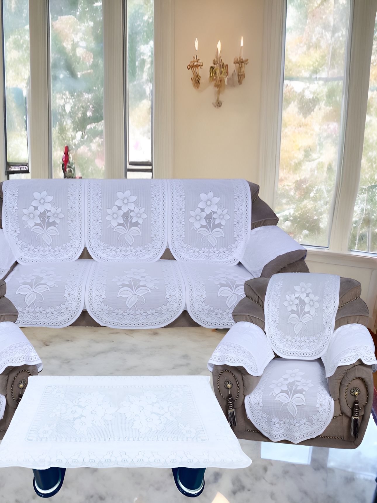 BIGGER FISH White 16 Pieces 5 Seater Sofa Cover-picture-45
