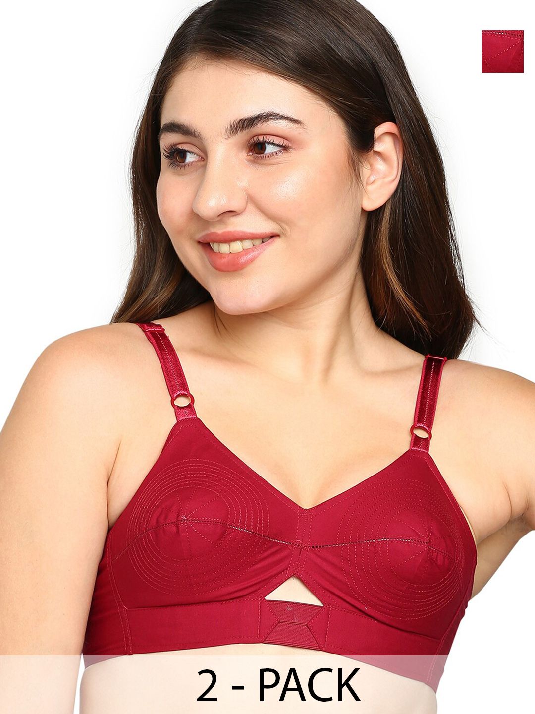 BLOSSOM Pack of 2 Woven Cotton Round Stitched Bra_PRIYASAJINI