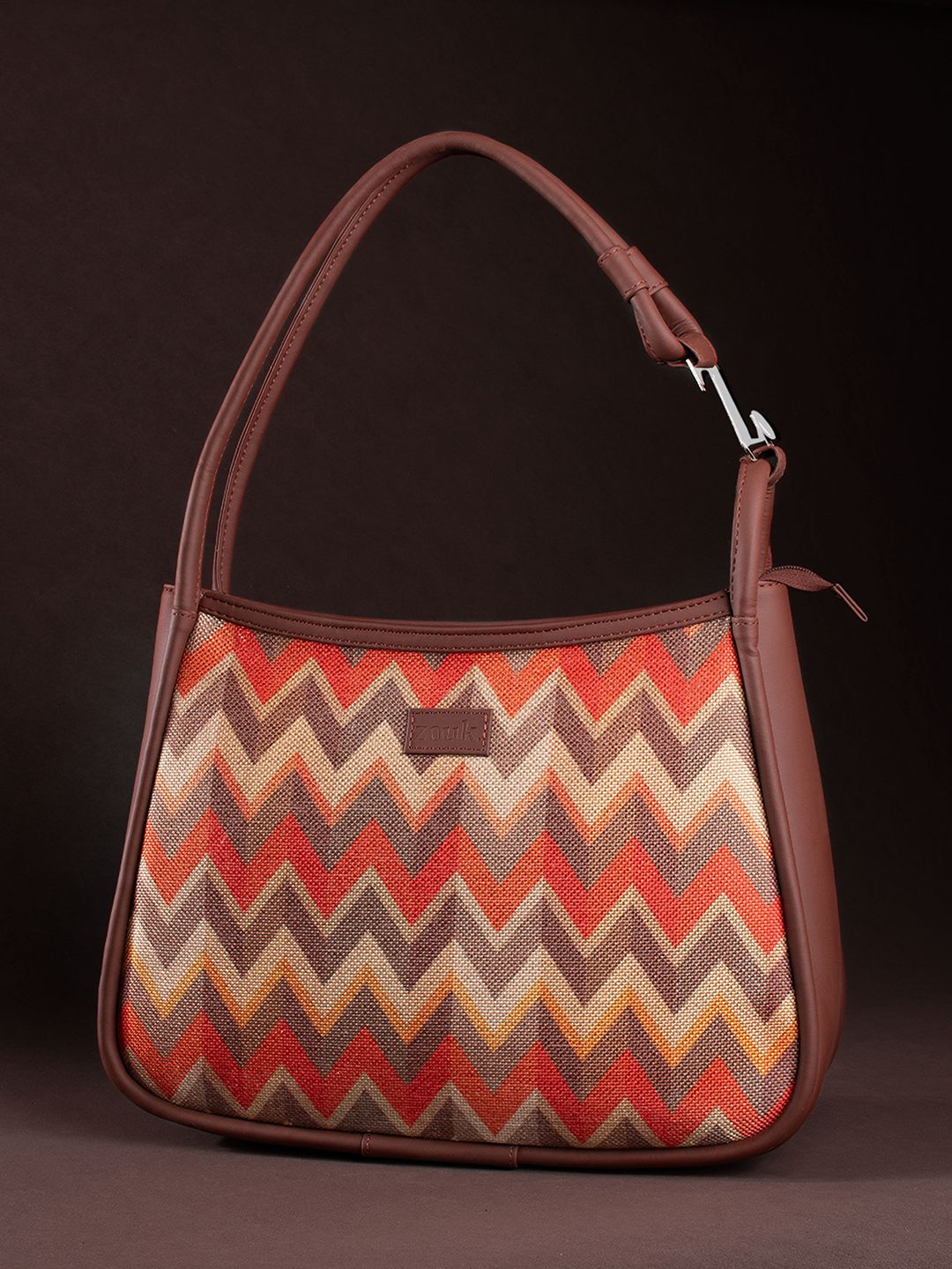 ZOUK Geometric Printed Structured Vegan Leather Shoulder Bag-picture-14