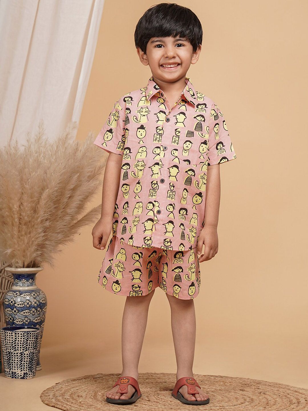 UNBIND Boys Printed Shirt Collar Pure Cotton Clothing Set-picture-26