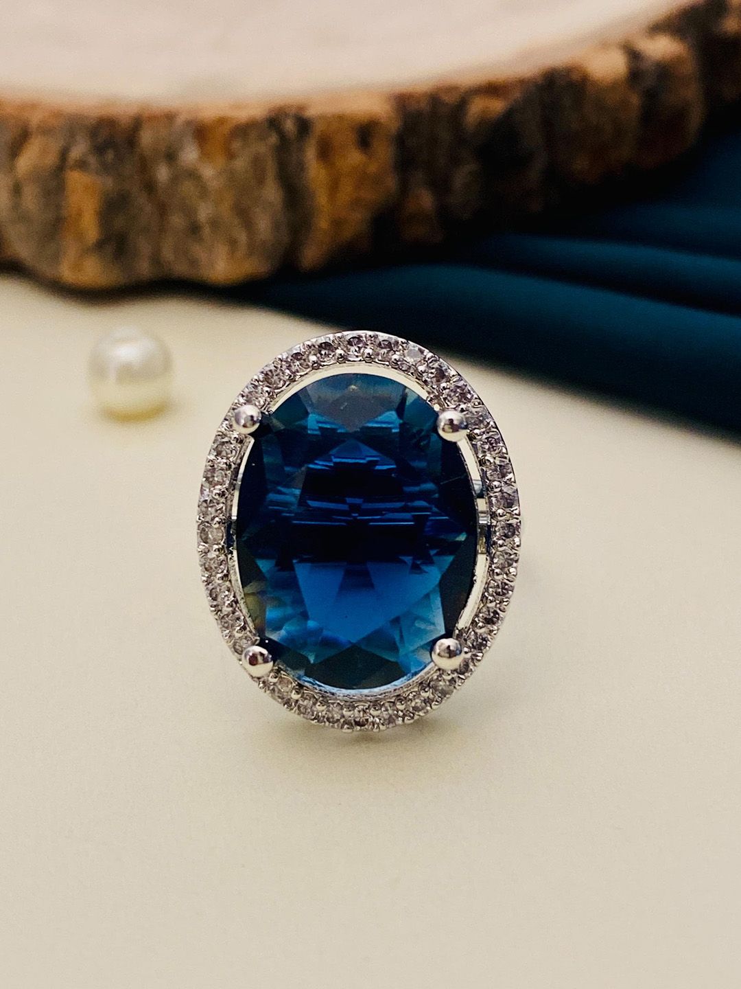 Anouk Silver-Plated White American Diamond Studded Finger Ring-picture-32