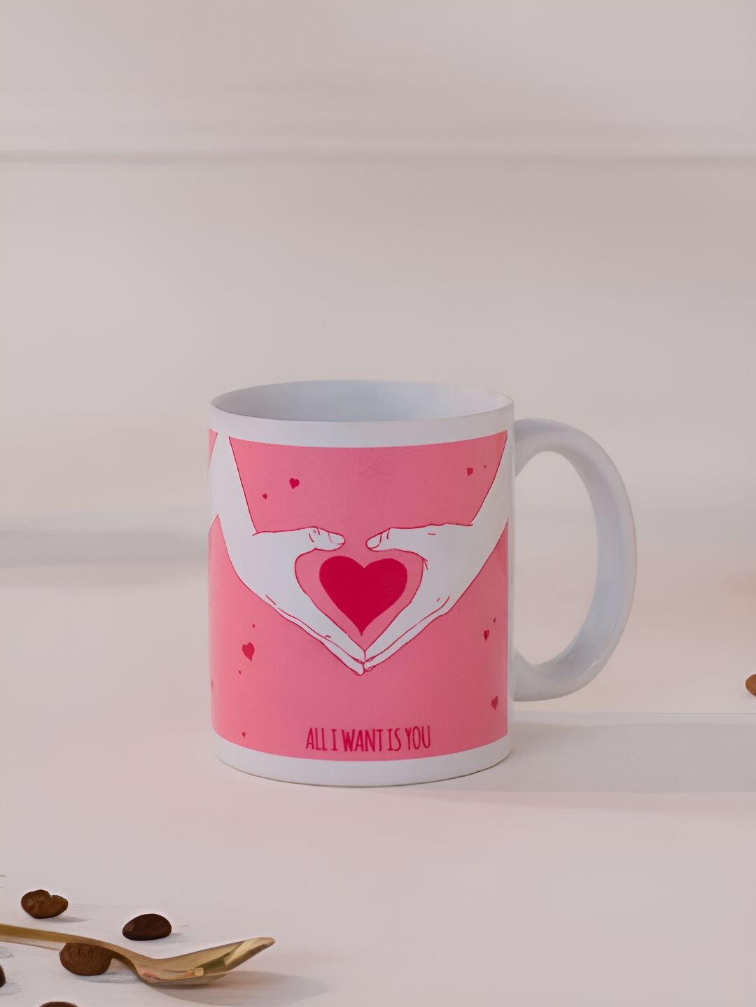 DecorTwist Pink Printed Ceramic Coffee Mug-image-34