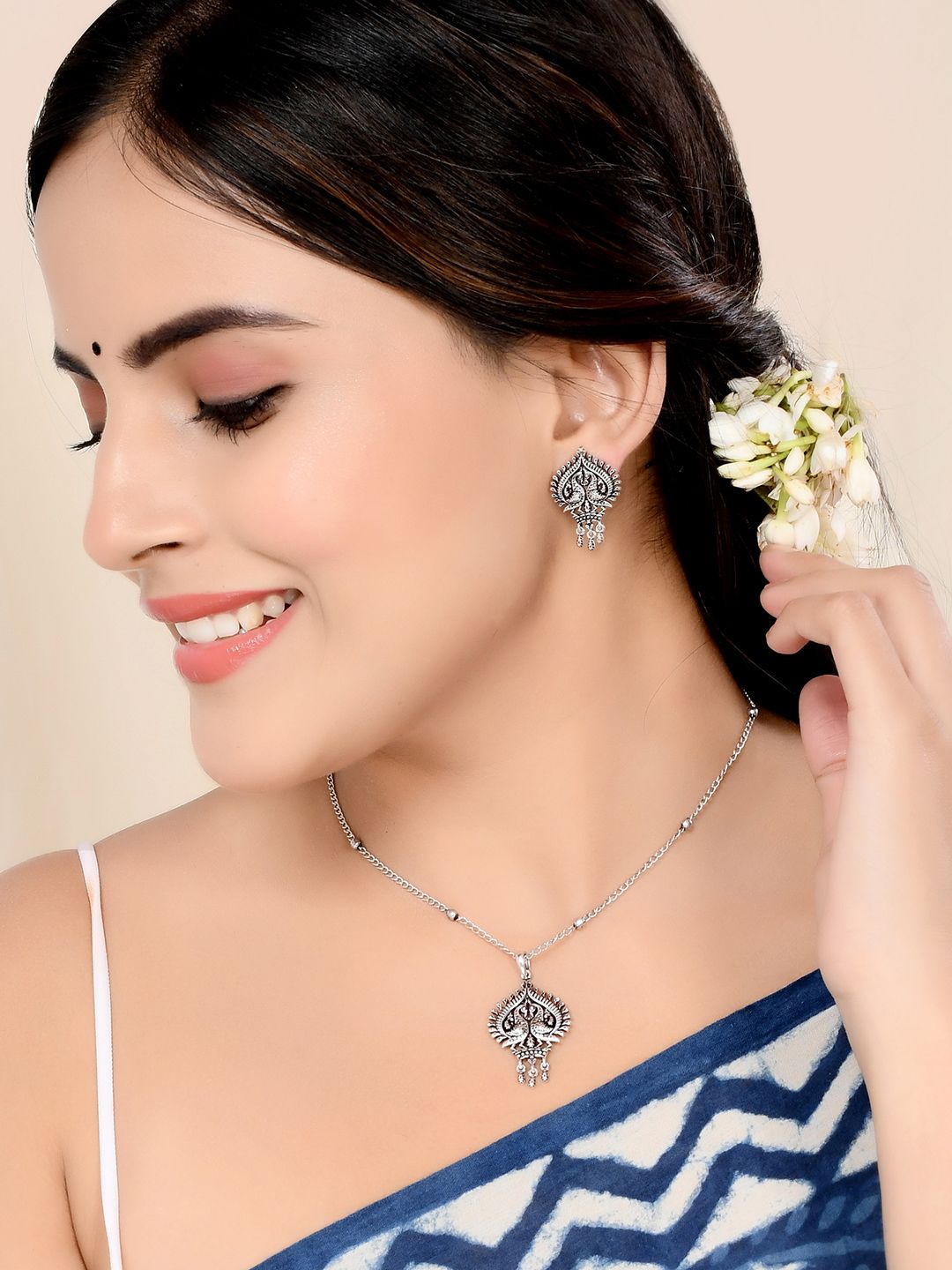 Voylla Silver Plated Jewellery Set-picture-34