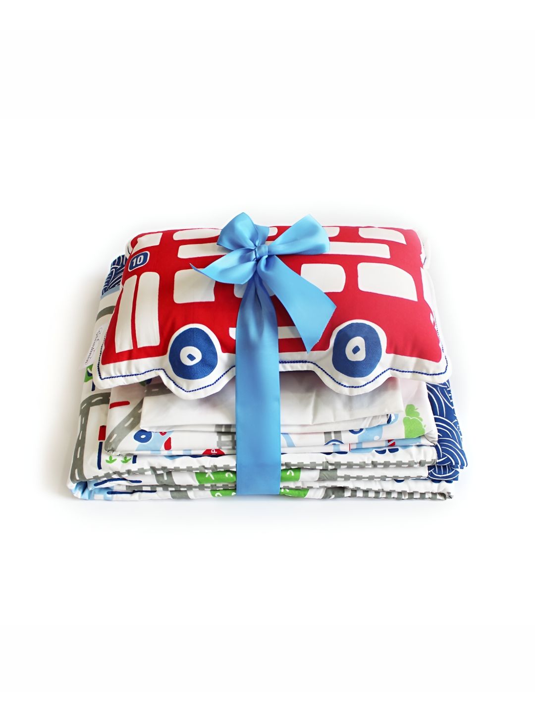 Silverlinen Blue & Red Printed 5 Piece Double King Superfine Pure Cotton Bedding Set-image-45