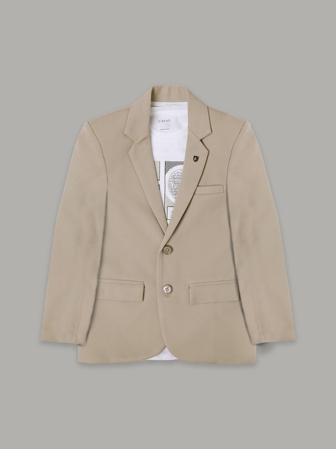 CAVIO Boys Pure Cotton Notched Lapel Collar Single Breasted Blazer With T-Shirt-picture-38