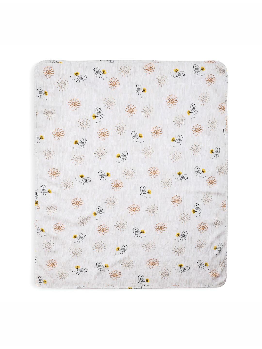 ONE SKY White & Yellow Floral 200 GSM Cotton Single Bed Blanket-picture-44