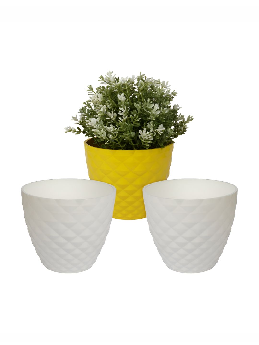 Kuber Industries Yellow & White 3Pcs Hanging Artificial Plant With Pots-picture-33