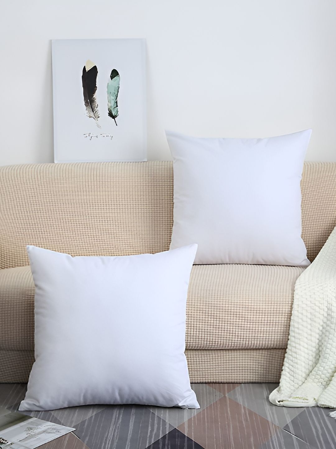 UrbanArts White 2 Pcs Square Fibre Cushion Fillers-image-20