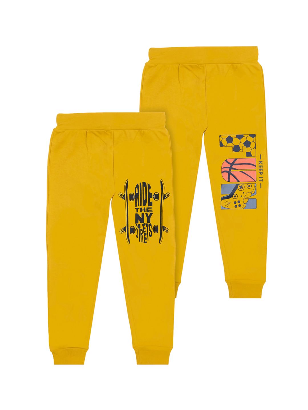 BAESD Boys Pack Of 2 Typography Printed Cotton Mid Rise Joggers-picture-46