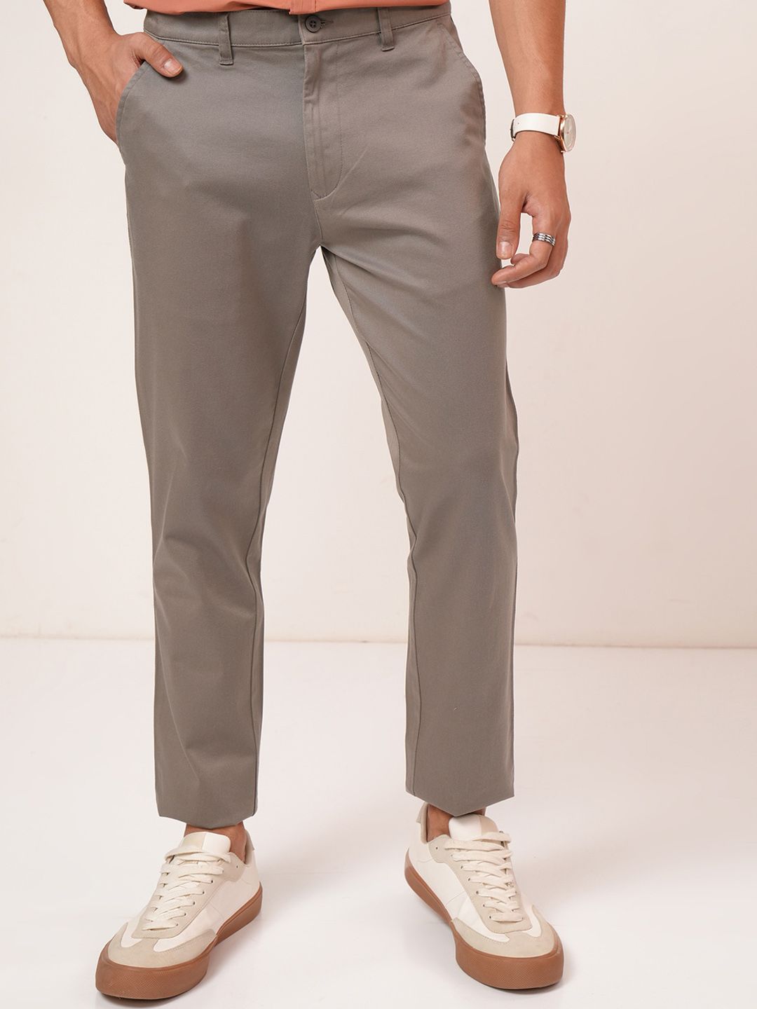 HIGHLANDER Men Tapered Fit Mid-Rise Chinos Trousers-image-48