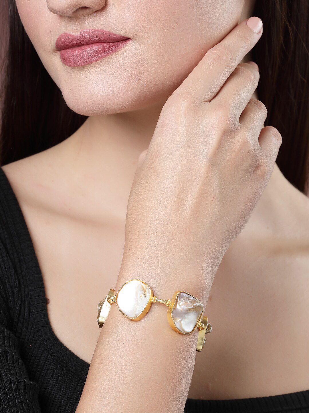 NVR Mother of Pearl Gold-Plated Link Bracelet-picture-10