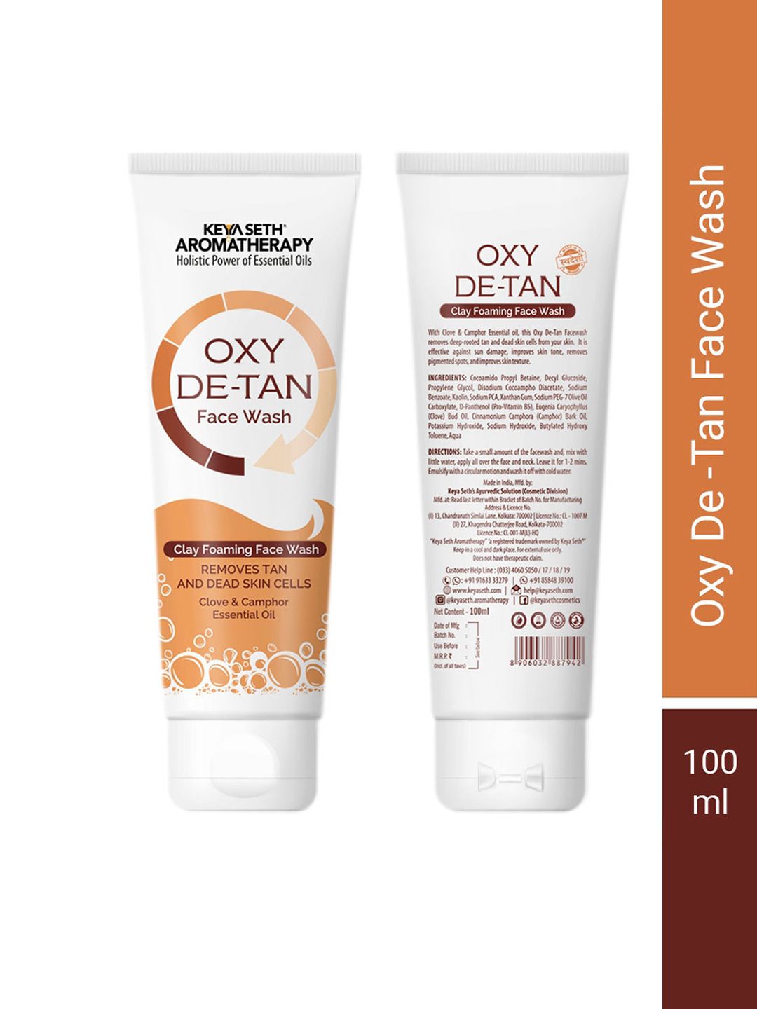 KEYA SETH Aromatherapy Oxy De-Tan Clay Foaming Face Wash with Clove & Camphor - 100ml-picture-27