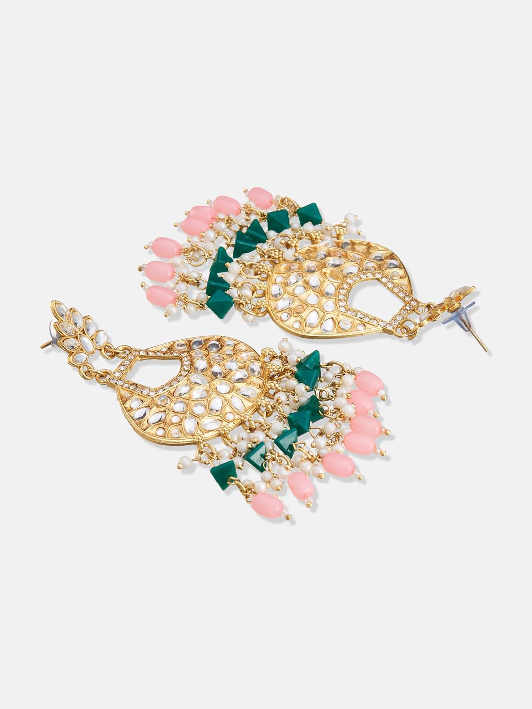 ATIBELLE Gold-Plated Kundan-Studded & Beaded Jewellery Set