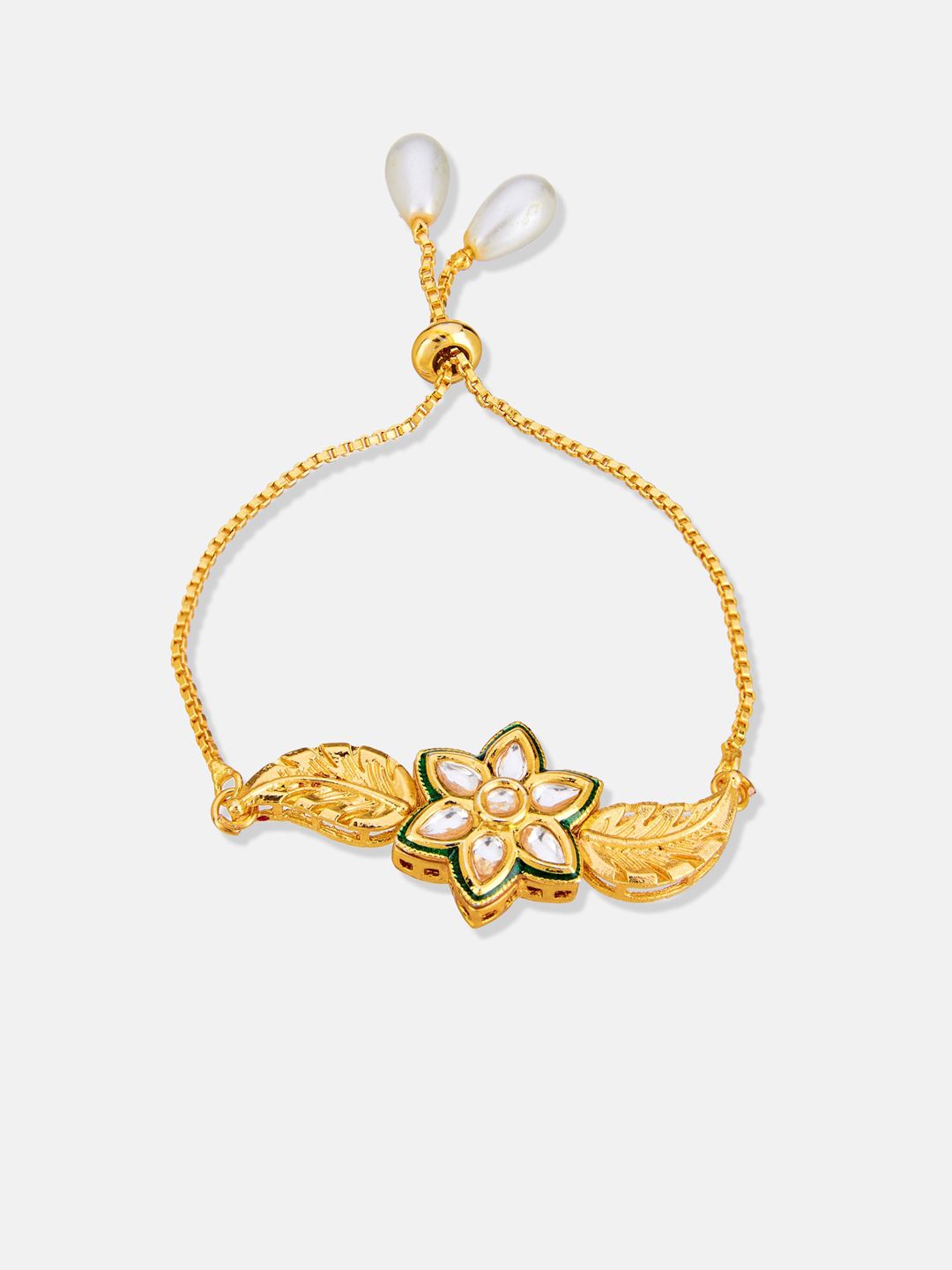 ATIBELLE Gold-Plated Kundan-Studded & Beaded Jewellery Set
