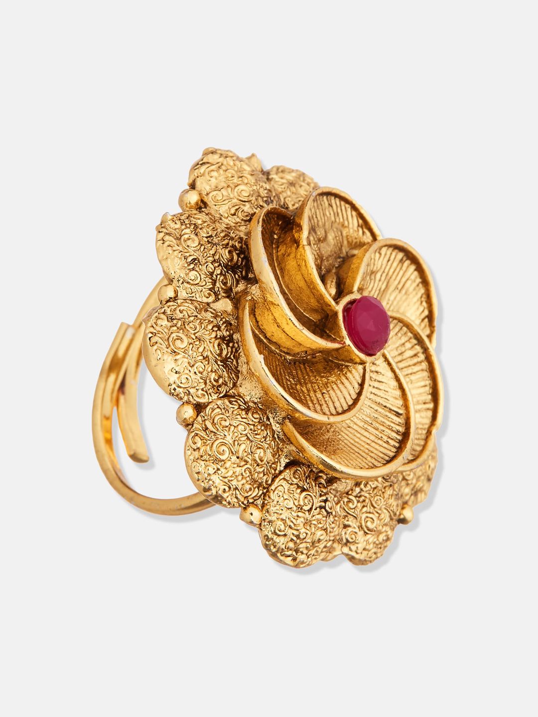 ATIBELLE Gold-Plated Kundan-Studded & Beaded Jewellery Set